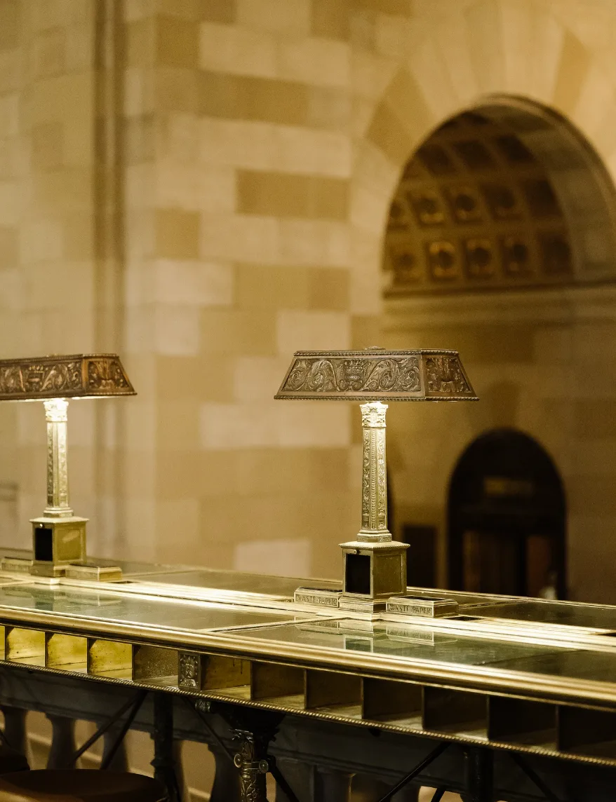 Original brass banking lamps
